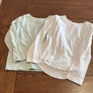Kids Long Sleeve Shirts - White & Light Green
